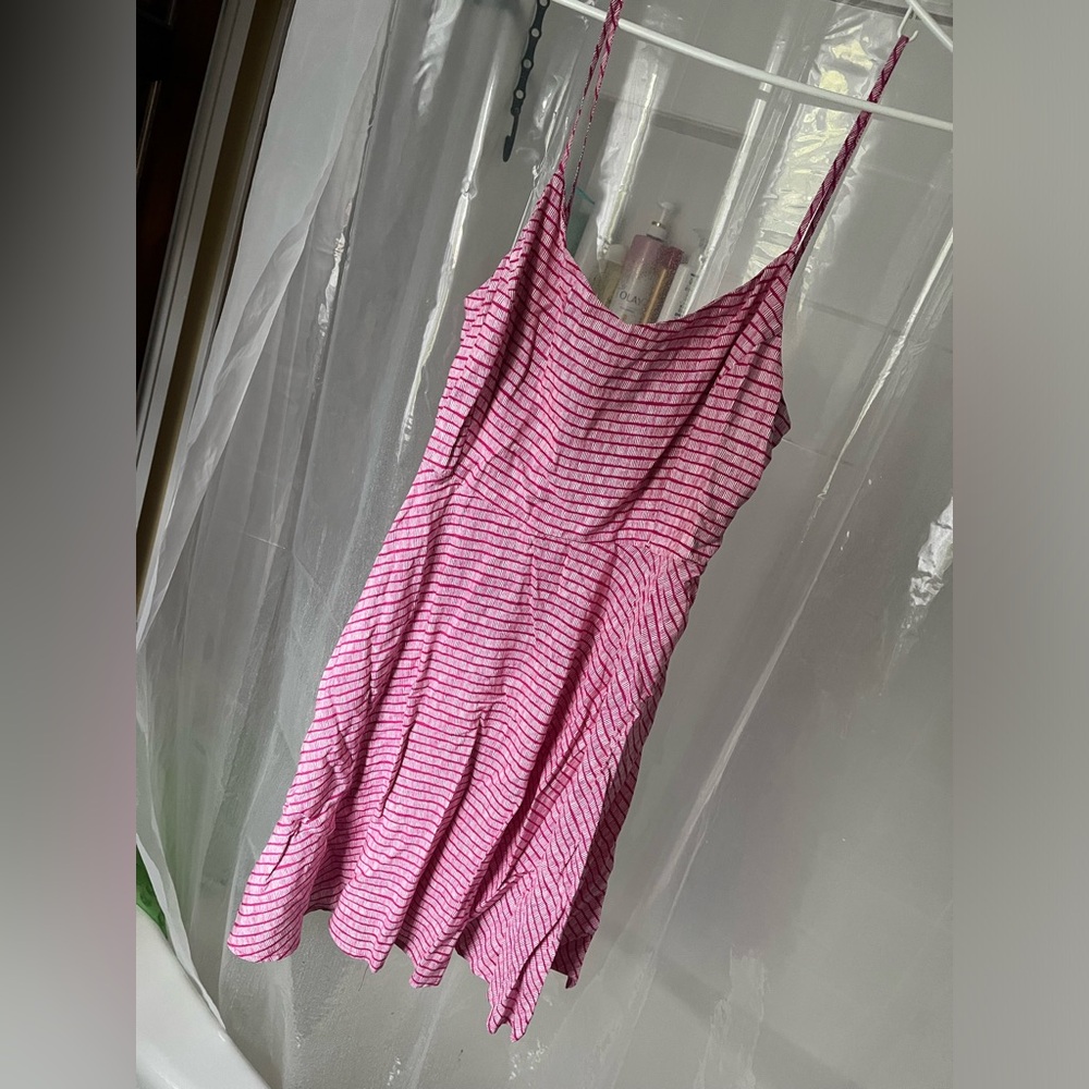 NWT Old Navy fit & flare pink & white dress size XL